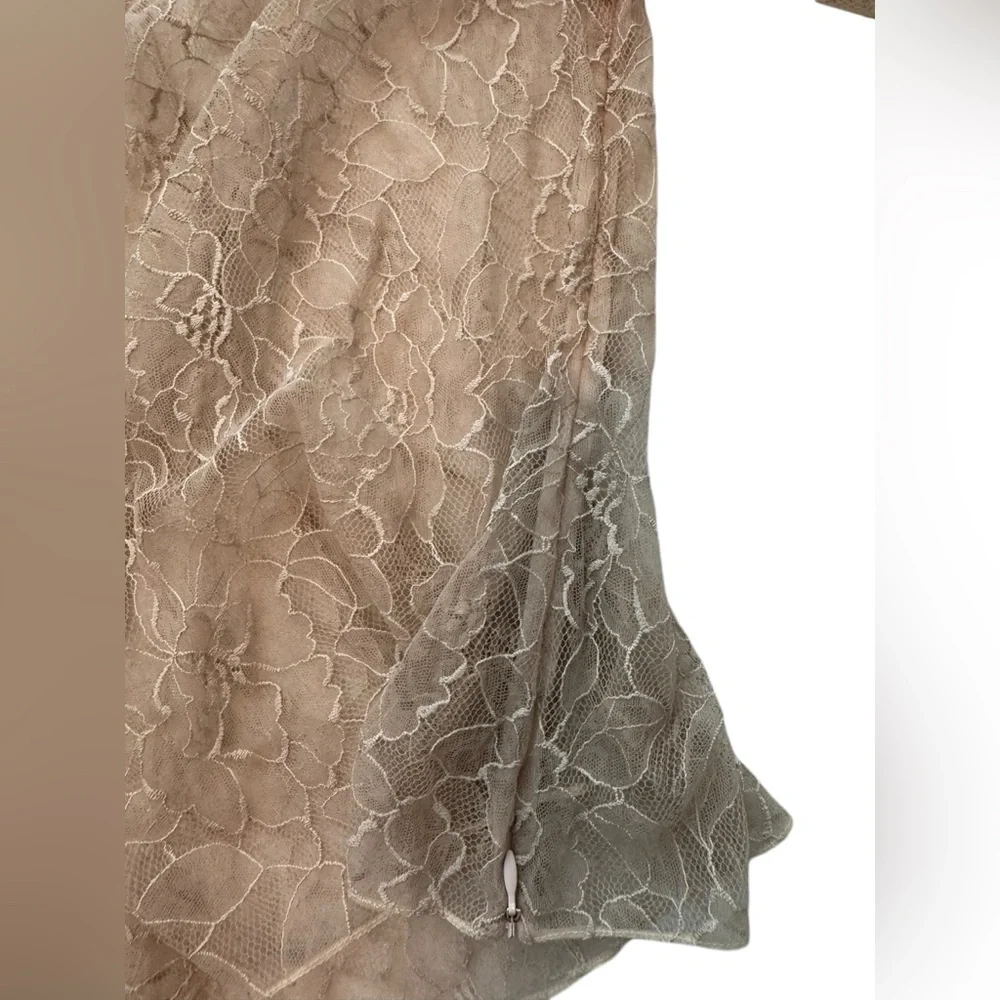 Christian Dior Beige Tan Lace Long-Sleeve 100% Silk Top, Size US 8 - Picture 7 of 9